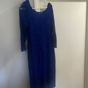 Tiana B. Royal Blue Lace Long-Sleeve Sheath Dress